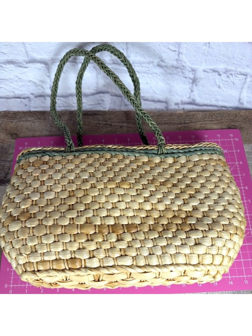 Y2K Tropical Straw Tote Drawstring Security Liner Summer Beach Vacation Purse - Picture 7 of 16